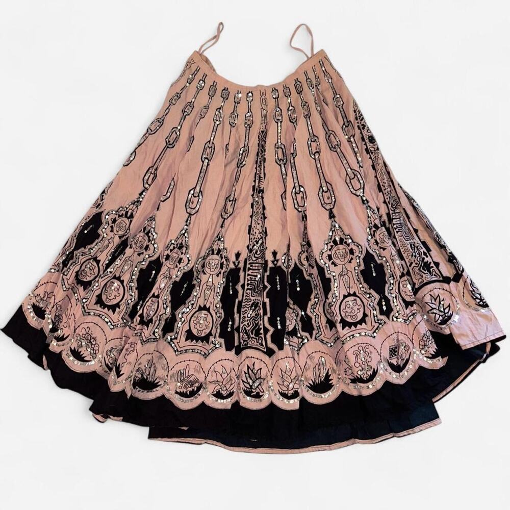DESERT MYSTIC BOHO SKIRT Size XL Pink / Black
